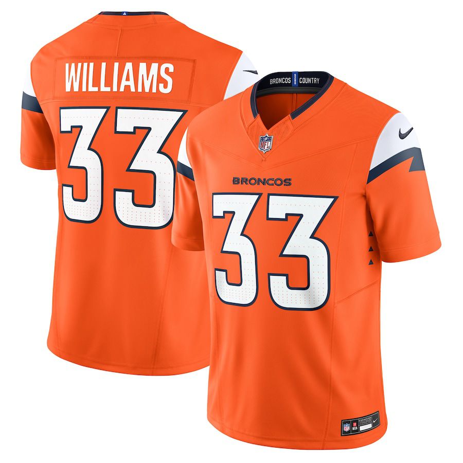Men Denver Broncos #33 Javonte Williams Nike Orange Vapor F.U.S.E. Limited NFL Jersey